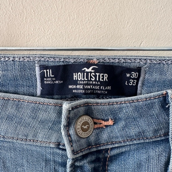 Hollister Light Blue Distressed High Rise Vintage Flare Stretch Jeans Y2K 2000’s - Picture 5 of 11